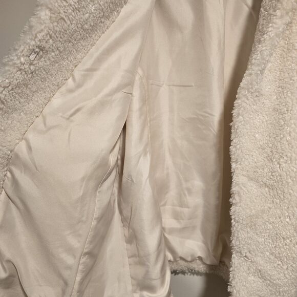Chicos Shearling Teddy Coat Sz 3.5 US 18 English Cream White Faux Fur Peacoat - Picture 11 of 13